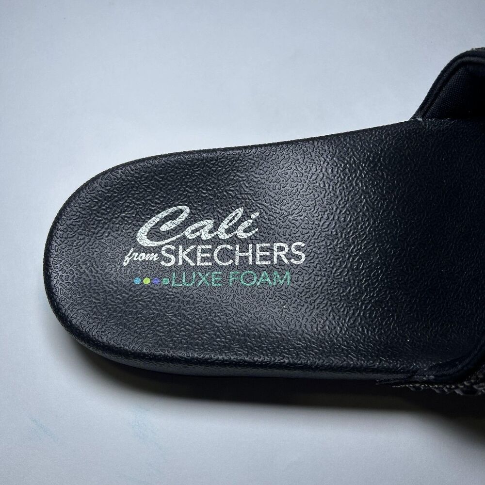 Skechers Slide Sandal Shoes Women's Size 8 Black Cali Luxe Foam Rhinestone - Picture 3 of 7